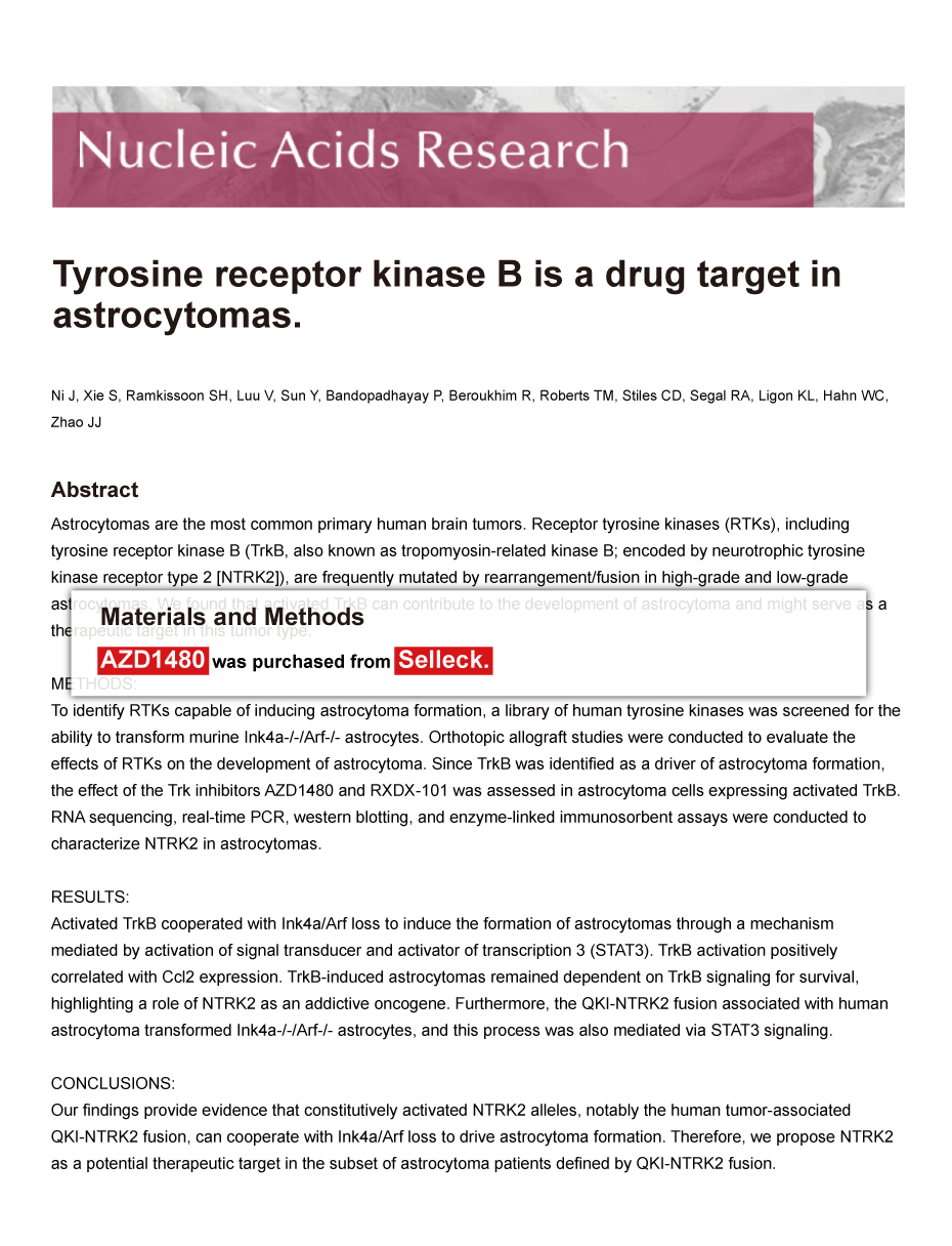 Trametinib was purchased from Selleck Chemicals