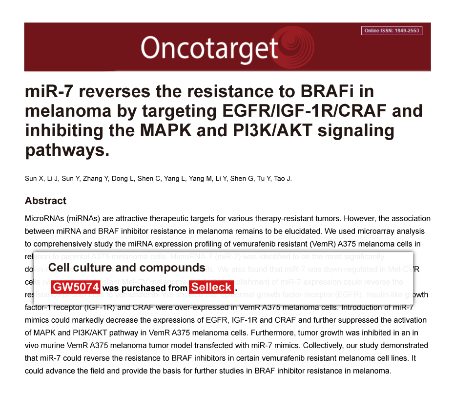 Trametinib was purchased from Selleck Chemicals
