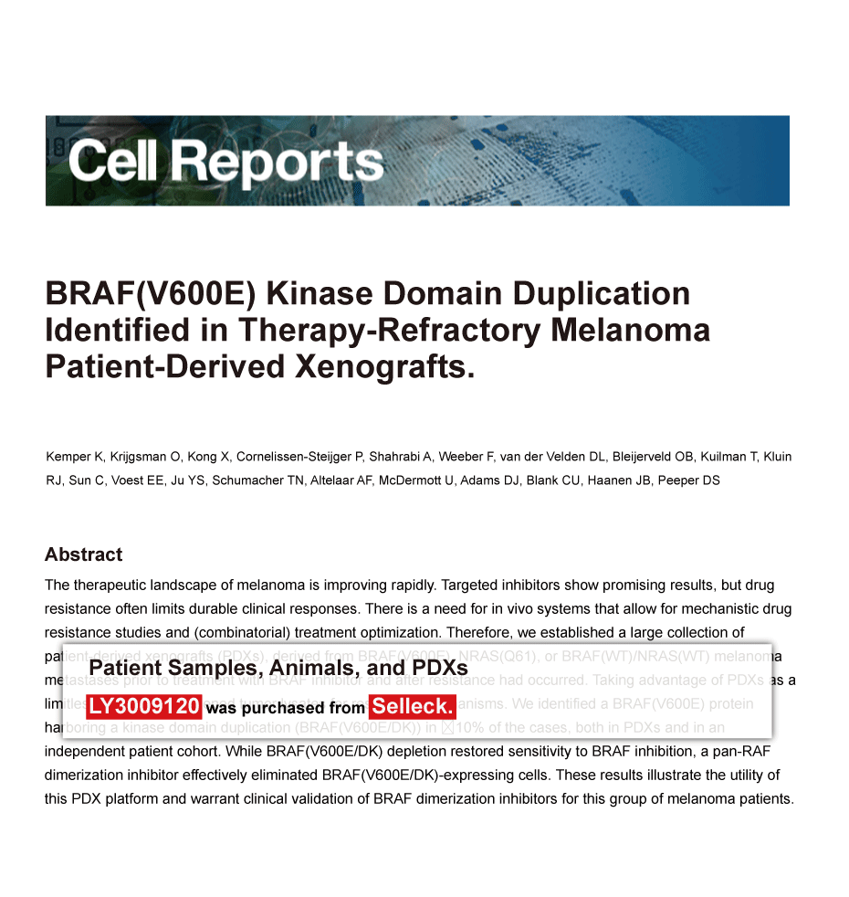 Trametinib was purchased from Selleck Chemicals