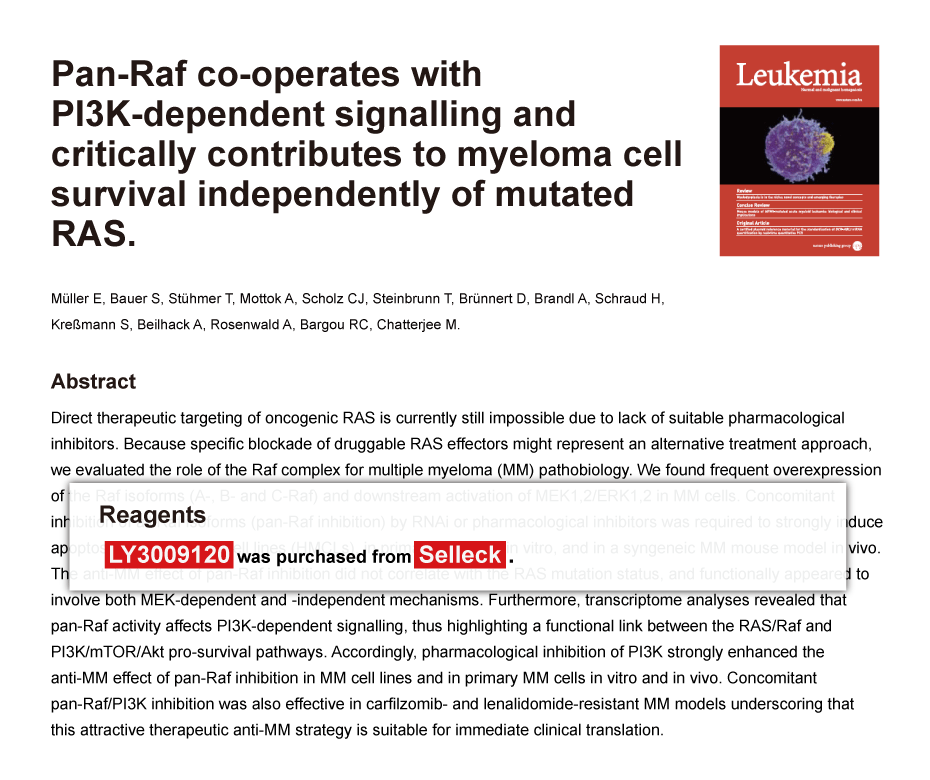Trametinib was purchased from Selleck Chemicals