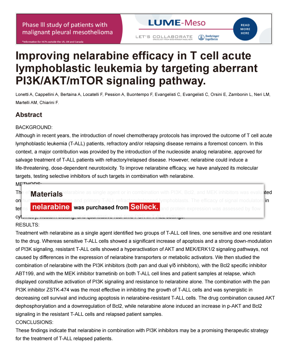 Trametinib was purchased from Selleck Chemicals