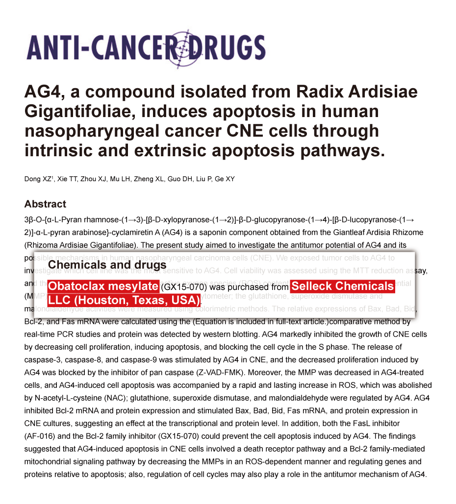 Trametinib was purchased from Selleck Chemicals