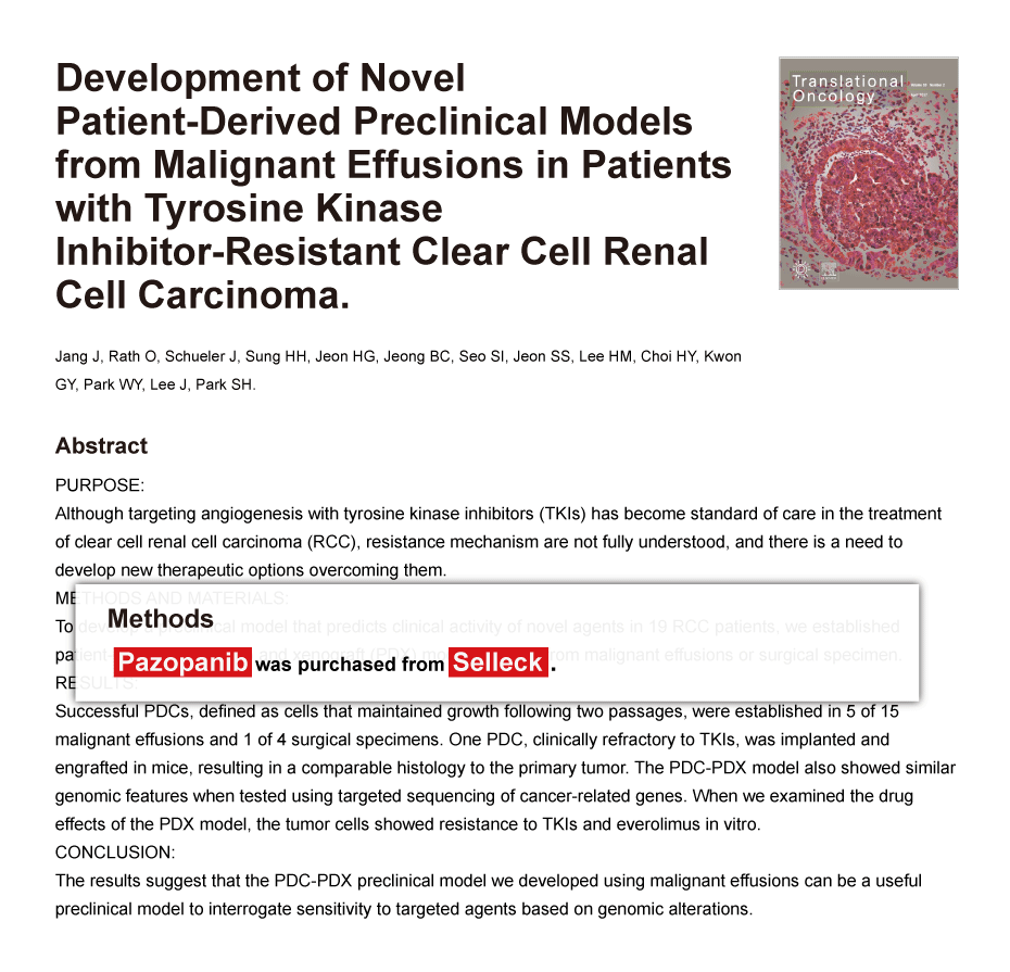 Trametinib was purchased from Selleck Chemicals