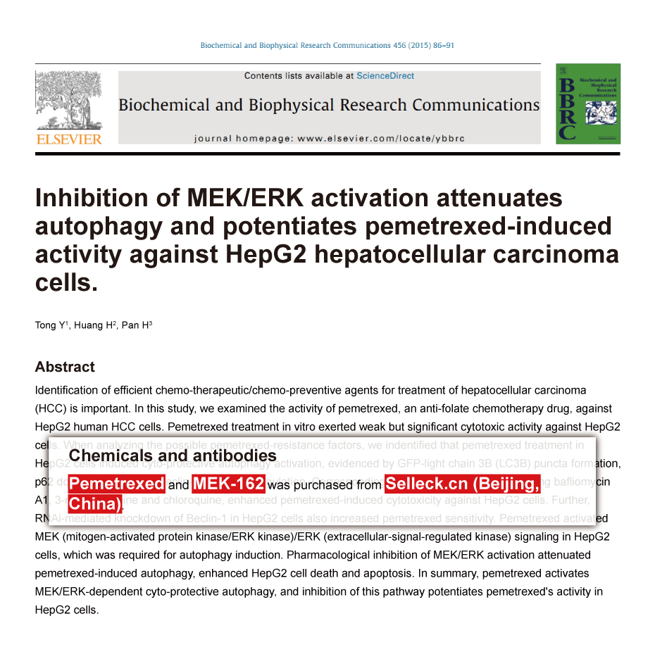 Trametinib was purchased from Selleck Chemicals