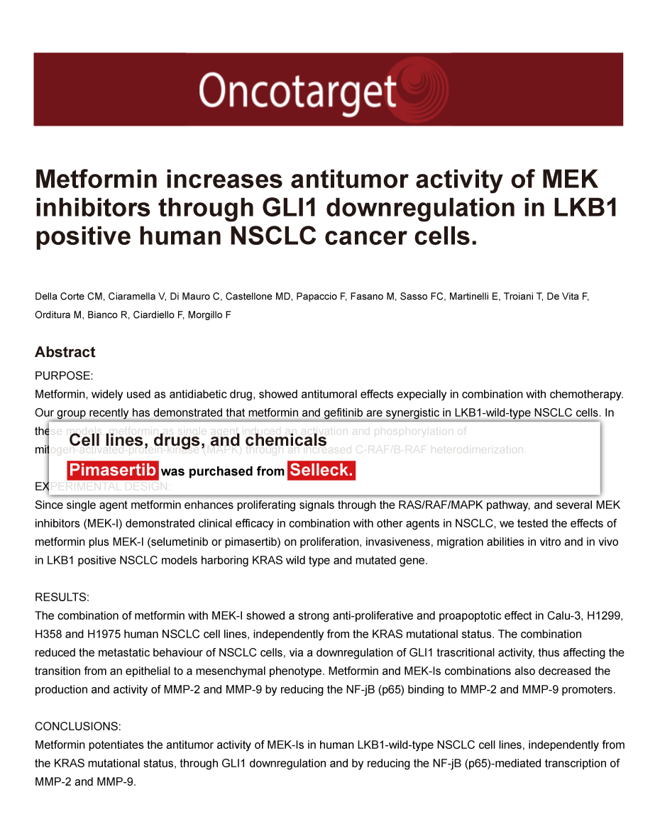 Trametinib was purchased from Selleck Chemicals