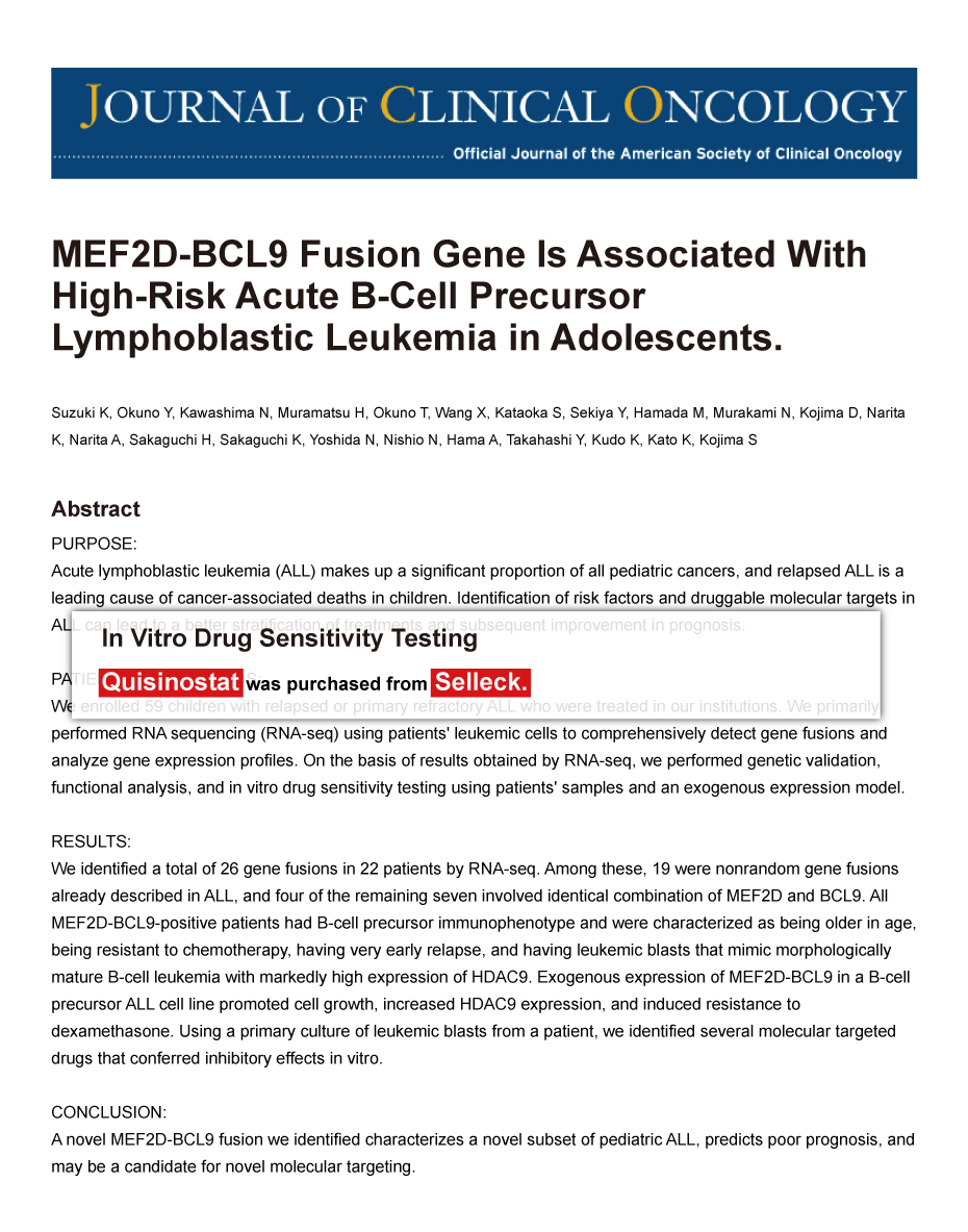 Trametinib was purchased from Selleck Chemicals