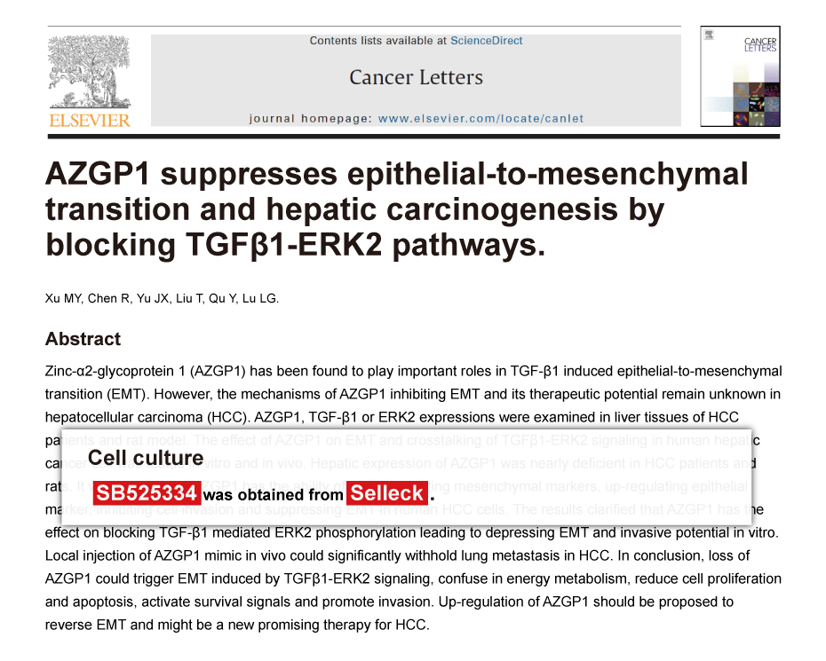 Trametinib was purchased from Selleck Chemicals