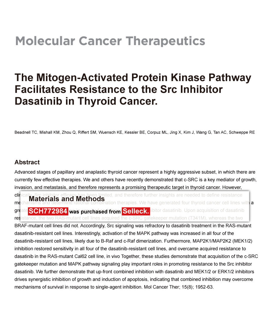 Trametinib was purchased from Selleck Chemicals