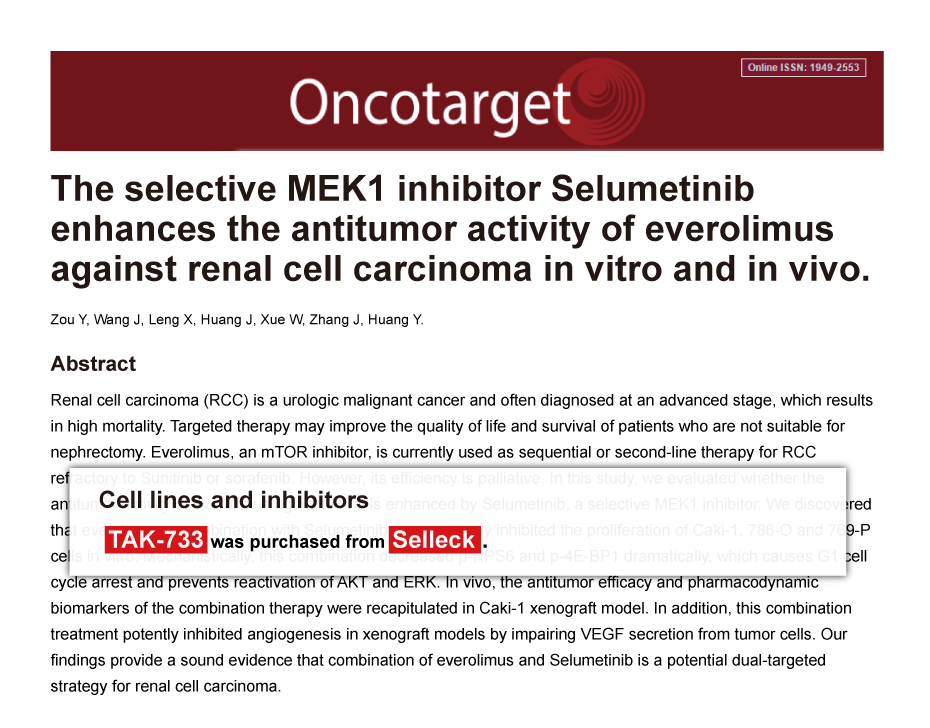 Trametinib was purchased from Selleck Chemicals