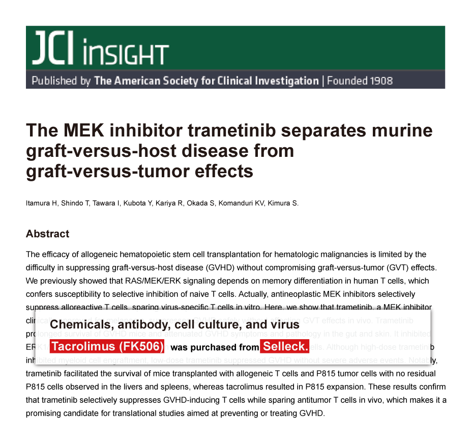 Trametinib was purchased from Selleck Chemicals