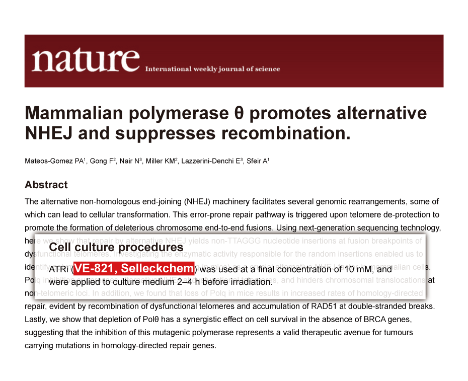 Nature 2015 | VE-821 and CAL-101 purchased from Selleck