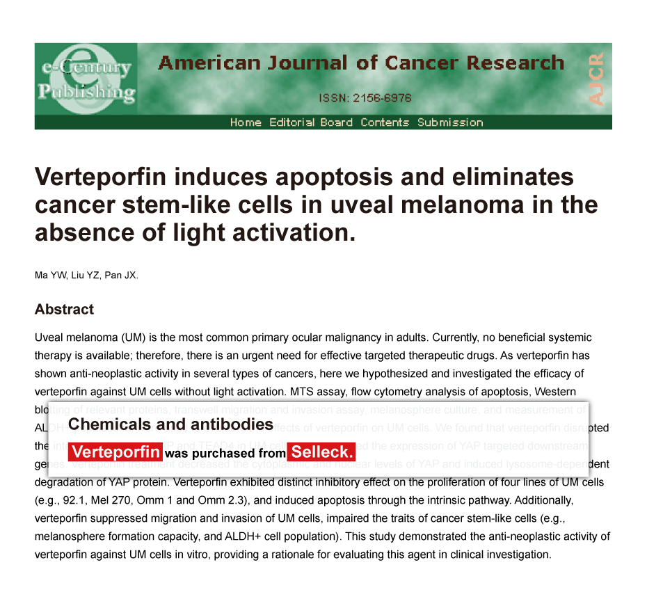 Trametinib was purchased from Selleck Chemicals