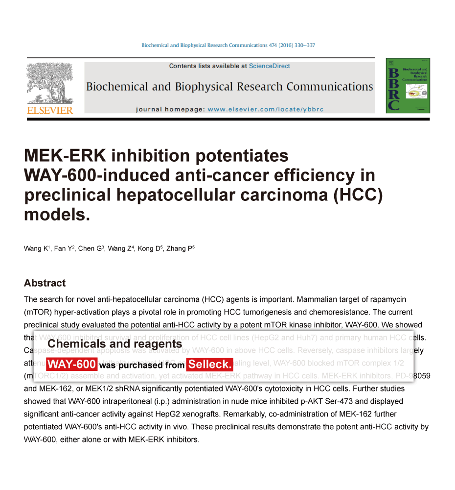 Trametinib was purchased from Selleck Chemicals