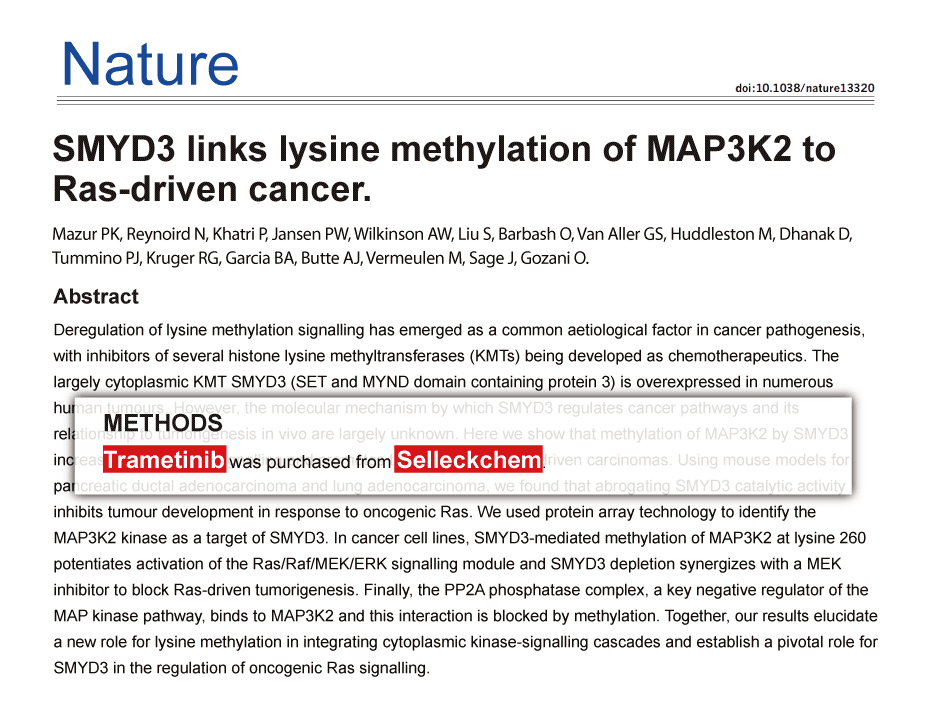 Trametinib was purchased from Selleck Chemicals