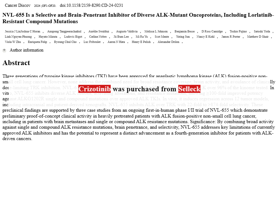 ALK Inhibition ALK Inhibitor Review