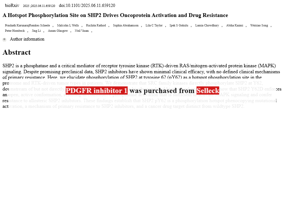 PDGFR inhibitors | signaling | cancer | mutation | receptor